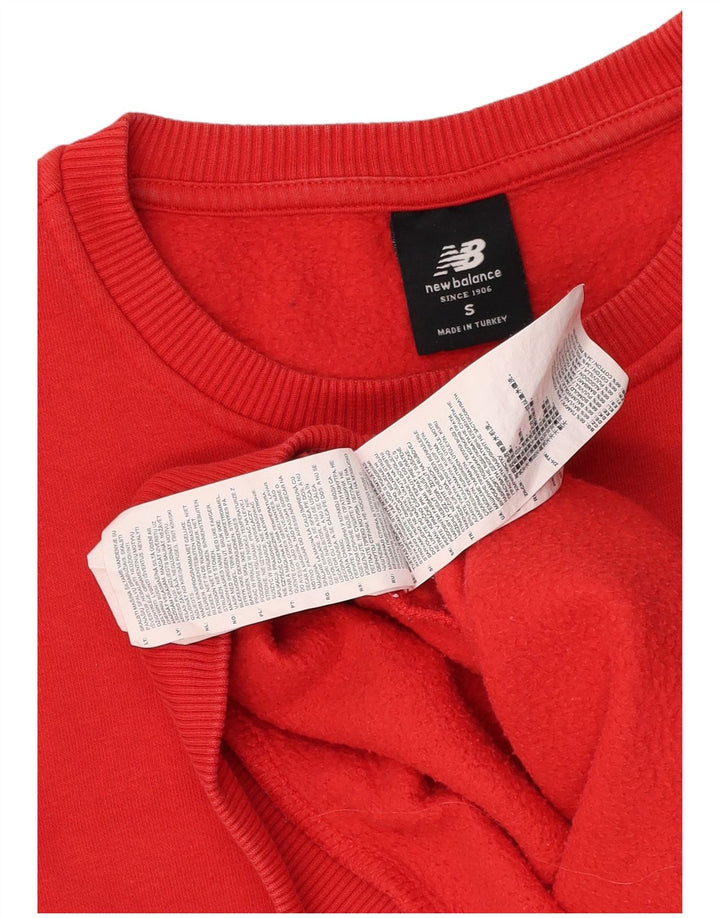 New Balance Mens Moletom Jumper Pequeno Algodão Vermelho