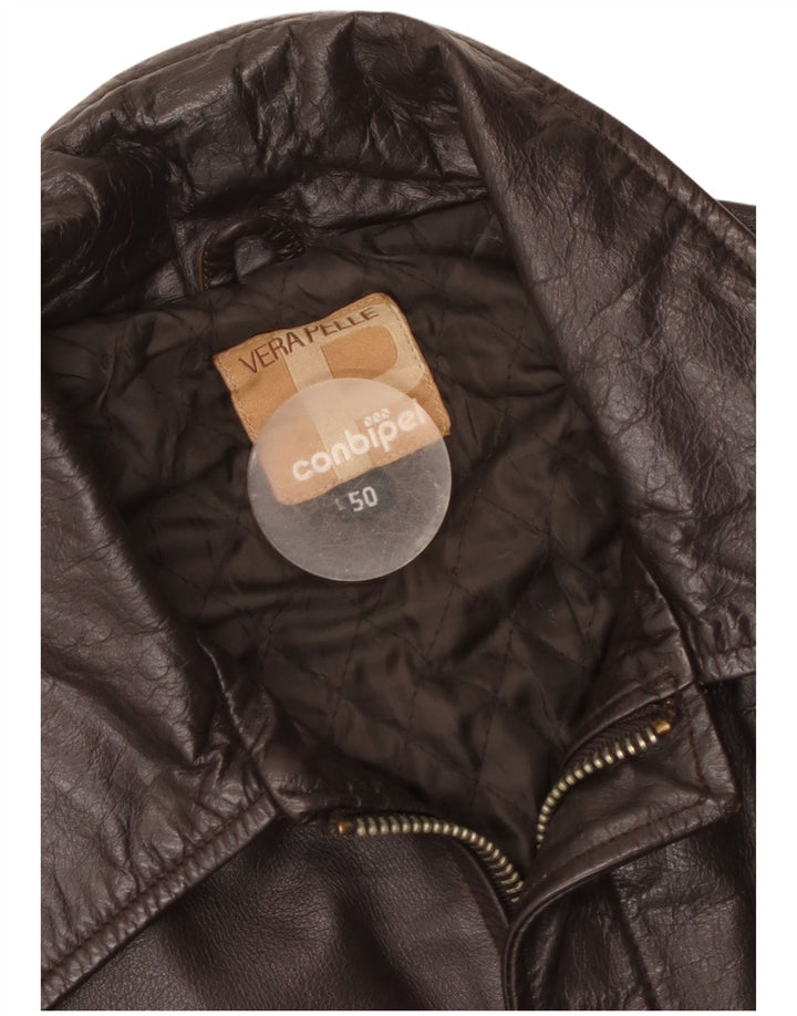 Jaqueta de couro masculina Conbipel IT 50 grande couro marrom