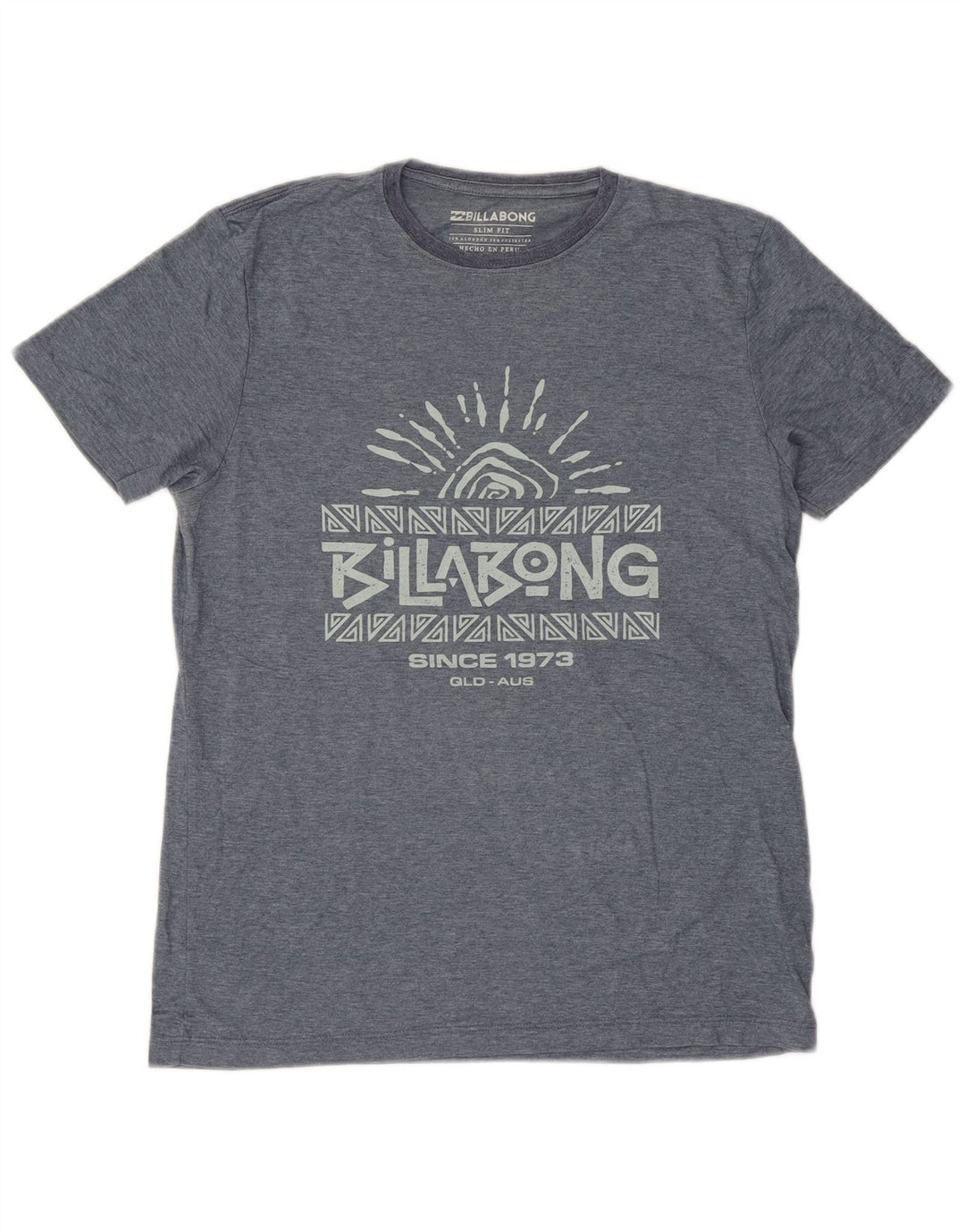 Camiseta masculina BILLABONG Slim Fit com estampa gráfica pequena de algodão azul
