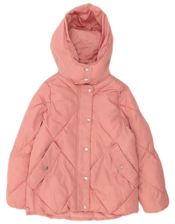Zara Jaqueta acolchoada com capuz para meninas 13-14 anos poliéster rosa
