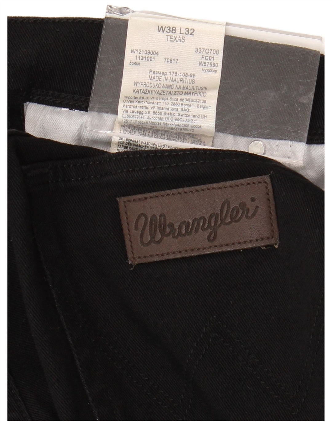 WRANGLER Masculino Texas Straight Jeans W38 L32 Algodão Preto