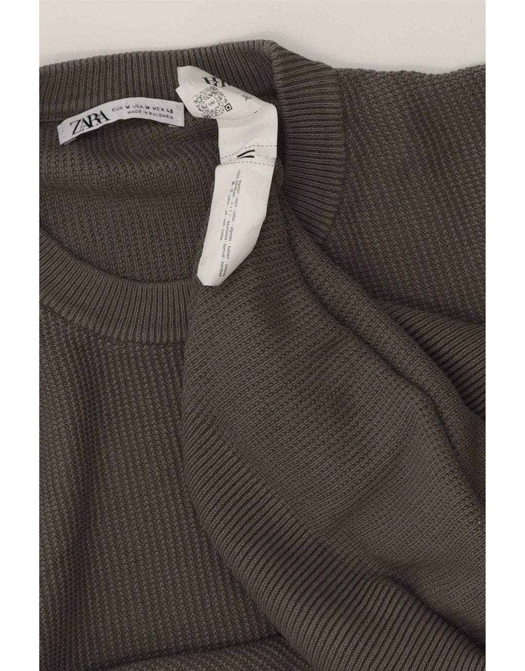Zara Suéter masculino com gola redonda e algodão cinza médio