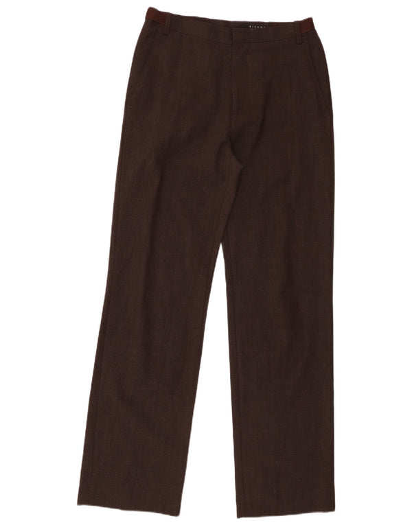 Calça feminina de terno reto Richmond UK 12 médio W30 L32 lã marrom