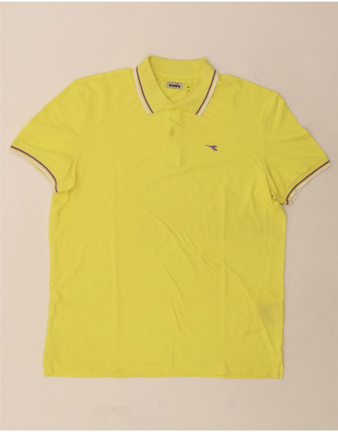 DIADORA Mens Polo Shirt XL Yellow Cotton Vintage Diadora and Second-Hand Diadora from Messina Hembry 