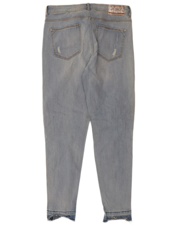 Zara Womens Z1975 Crop Distressed Slim Jeans EU 38 Pequeno W28 L26 Azul
