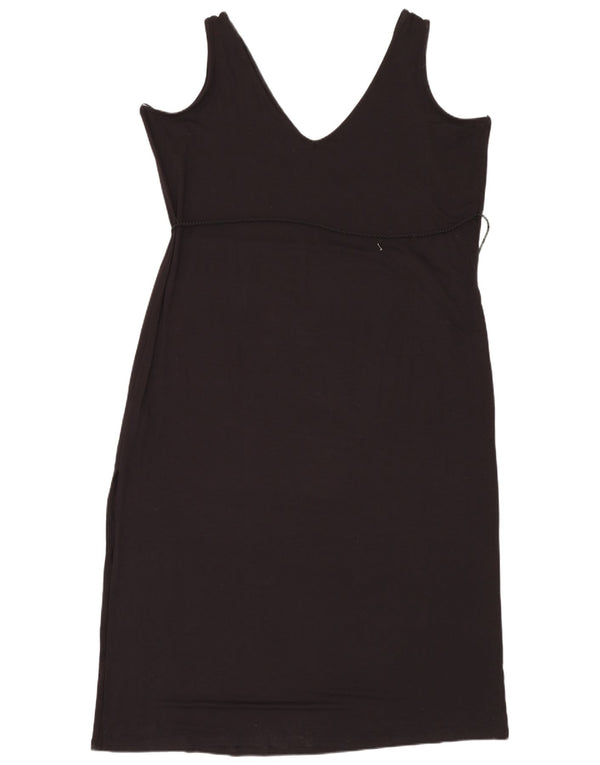 Vestido feminino Marks & Spencer sem mangas com bainha UK 24 4XL preto viscose