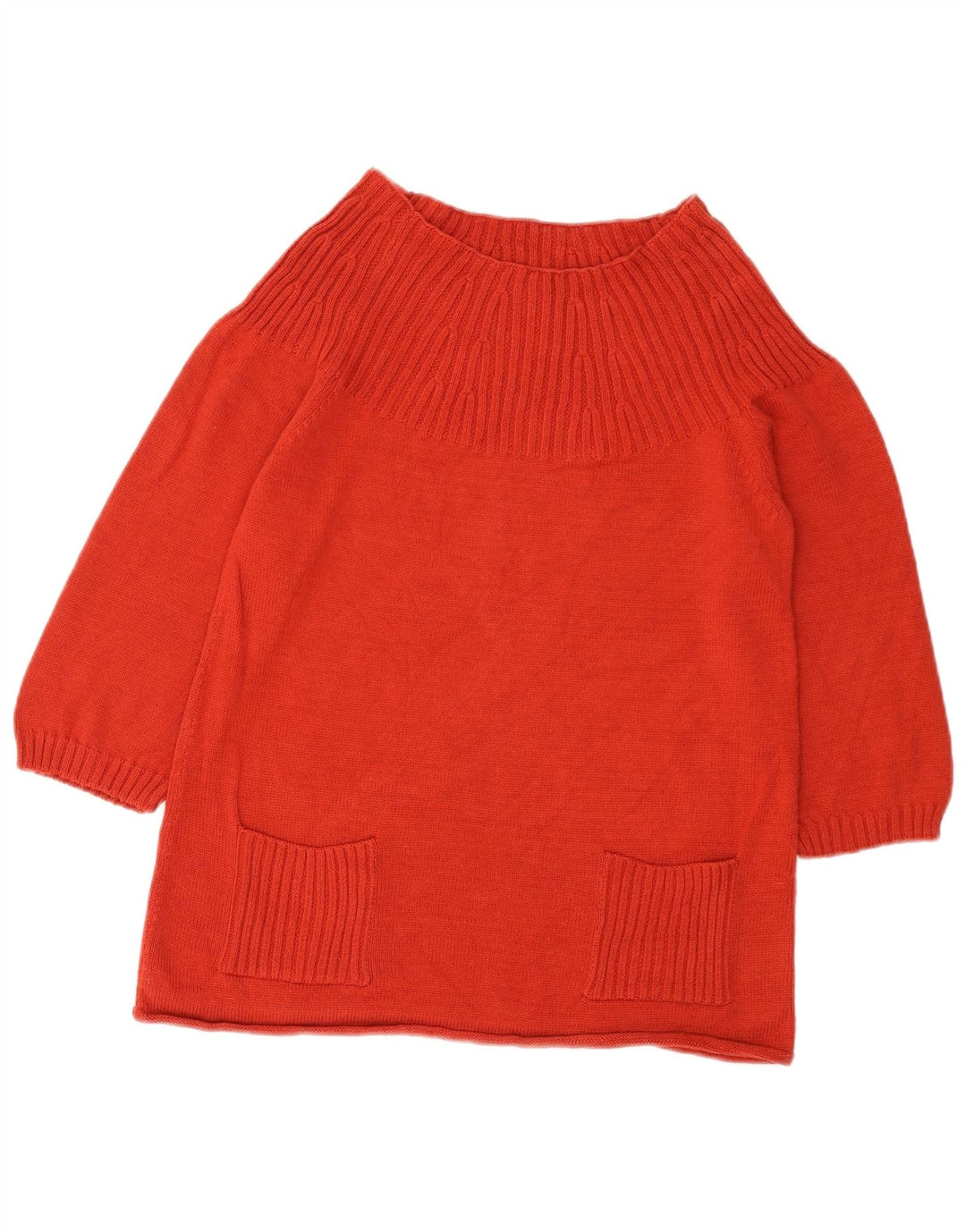 Suéter feminino Marks & Spencer com gola canoa e gola redonda Reino Unido 12 médio vermelho