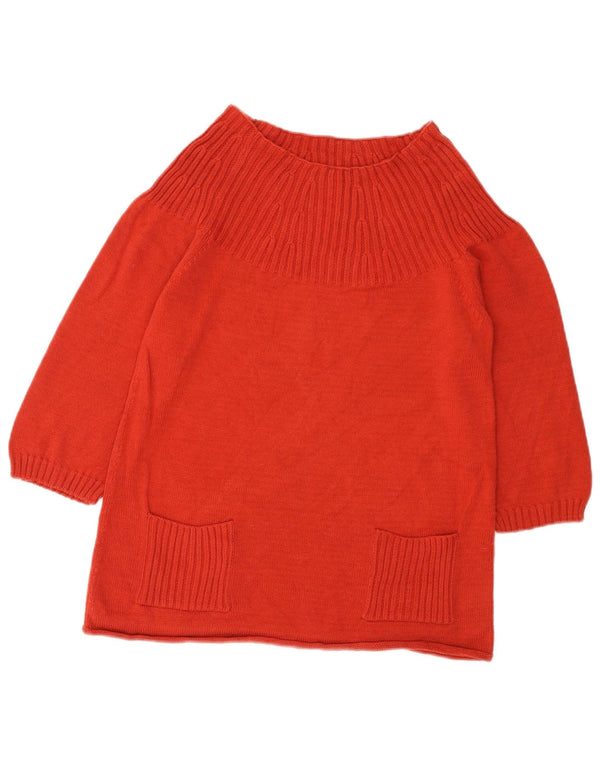 Suéter feminino Marks & Spencer com gola canoa e gola redonda Reino Unido 12 médio vermelho