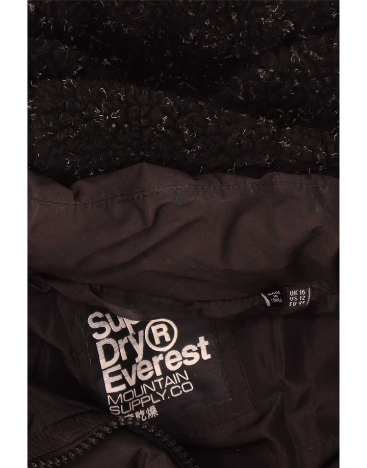 Jaqueta acolchoada superdimensionada com capuz para mulher Superdry UK 16 grande poliéster preto