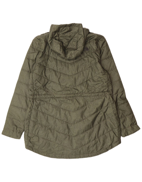 Casaco acolchoado com capuz feminino The North Face UK 18 XL cáqui poliéster moderno