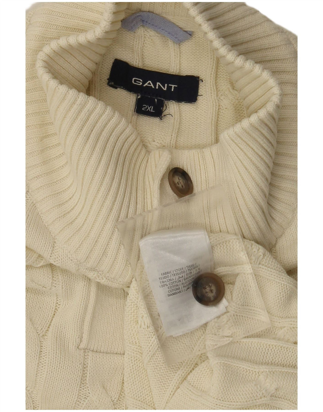 Suéter masculino Gant com gola e botão 2XL em algodão branco