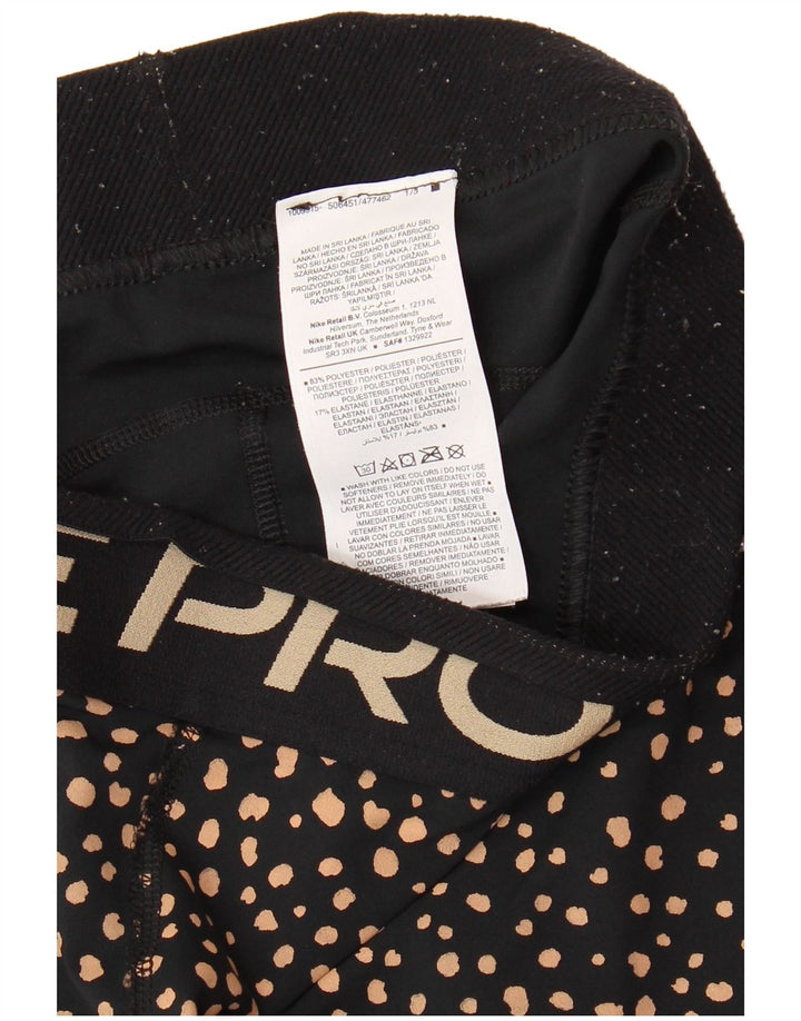 Calça legging feminina Nike Graphic Capri UK 12 média preta manchada de poliéster