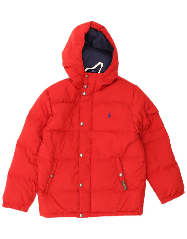 Polo Ralph Lauren Meninos jaqueta acolchoada com capuz 10-11 anos médio vermelho