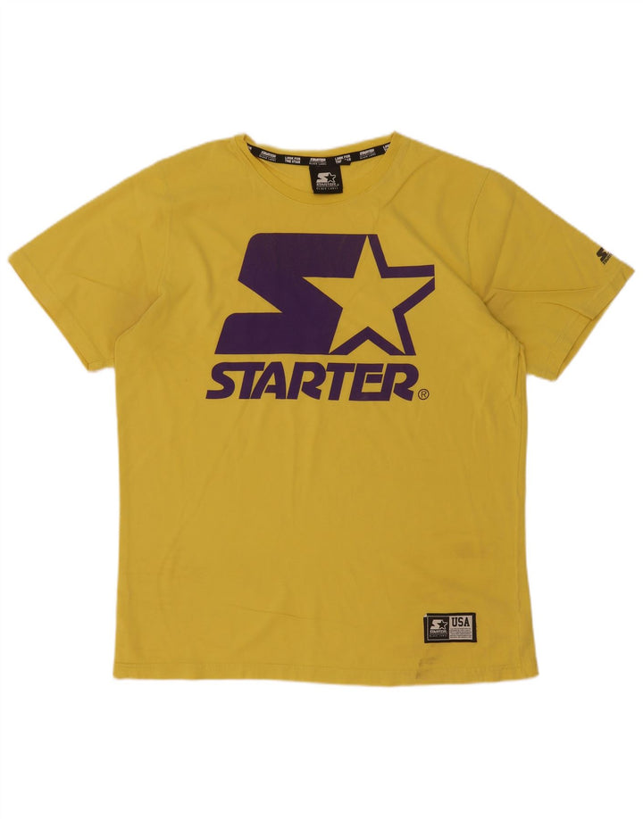 Camiseta gráfica masculina Starter Top grande de algodão amarelo