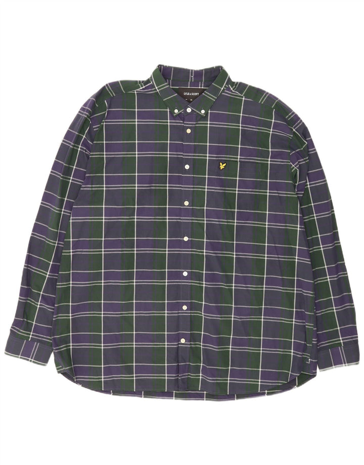 Camisa masculina Lyle & Scott 3XL algodão xadrez azul marinho