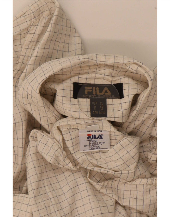 Camisa masculina Fila de algodão xadrez bege médio