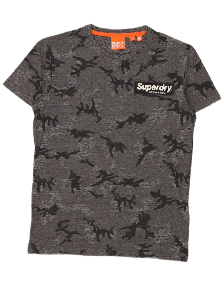Camiseta masculina Superdry Top pequeno algodão camuflado cinza