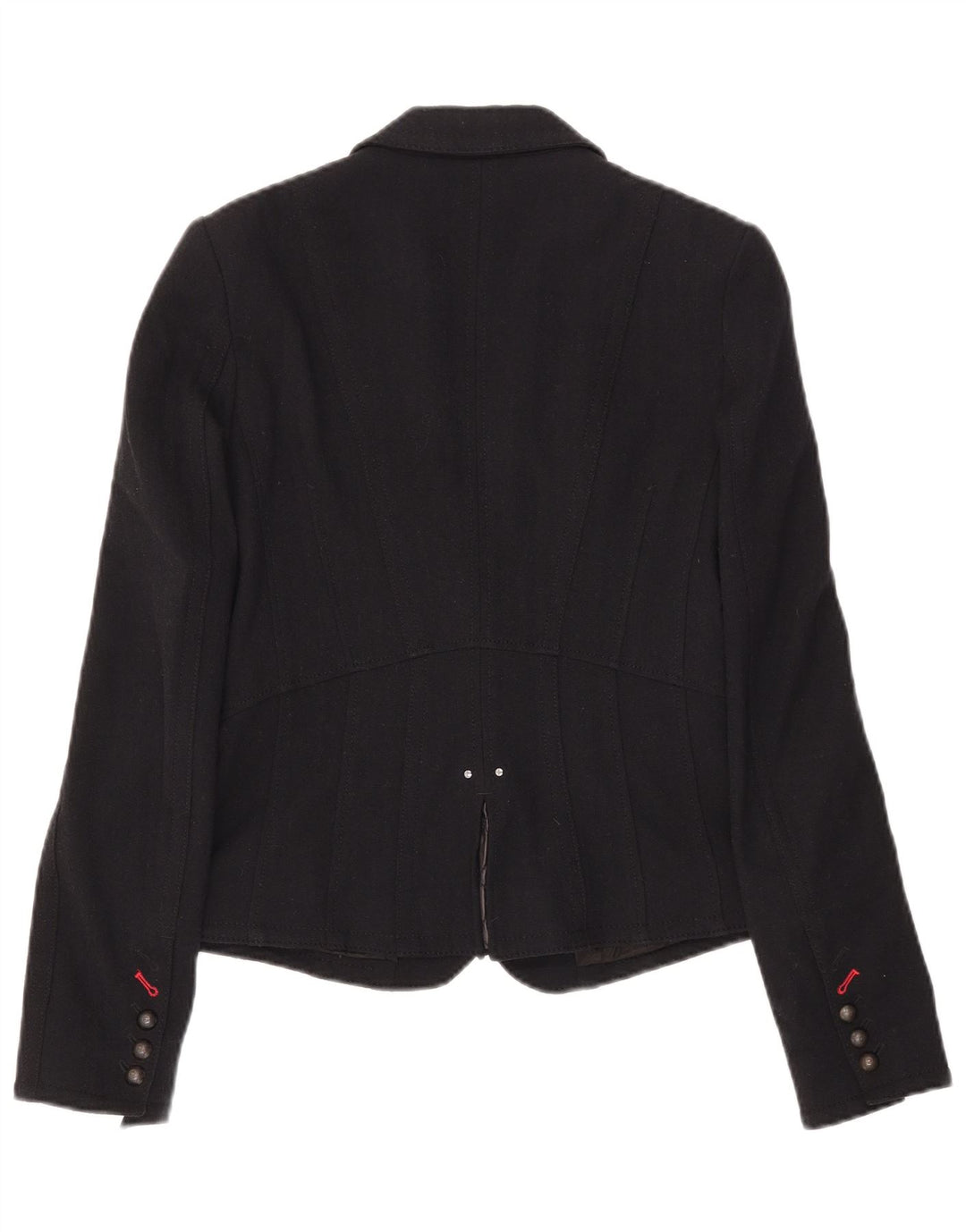 Jaqueta blazer feminina Marc Cain com 3 botões Reino Unido 6 XS lã preta