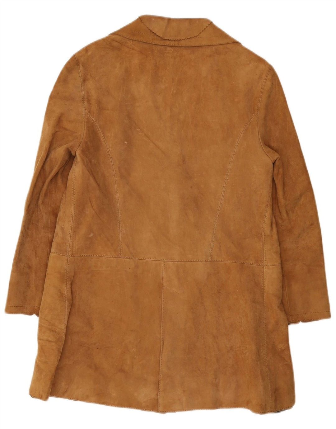 Jaqueta blazer feminina vintage de camurça com 3 botões Reino Unido 12 bege médio
