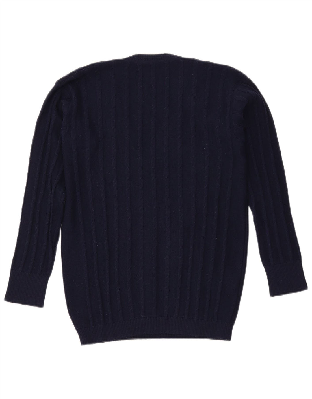 Suéter feminino VINTAGE com decote em V Reino Unido 16 grande azul marinho