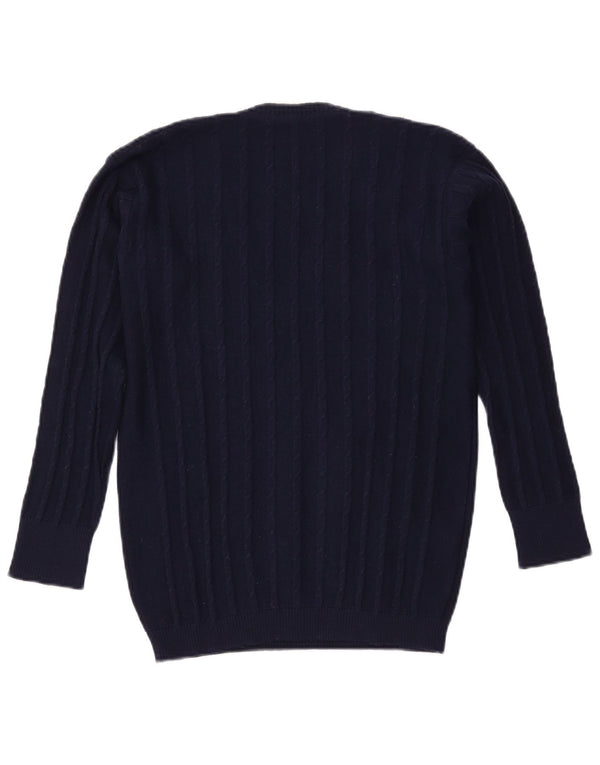 Suéter feminino VINTAGE com decote em V Reino Unido 16 grande azul marinho