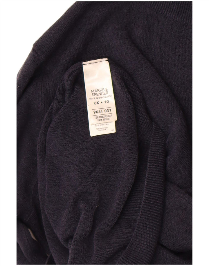 Suéter feminino Marks & Spencer com gola redonda Reino Unido 10 pequeno azul marinho