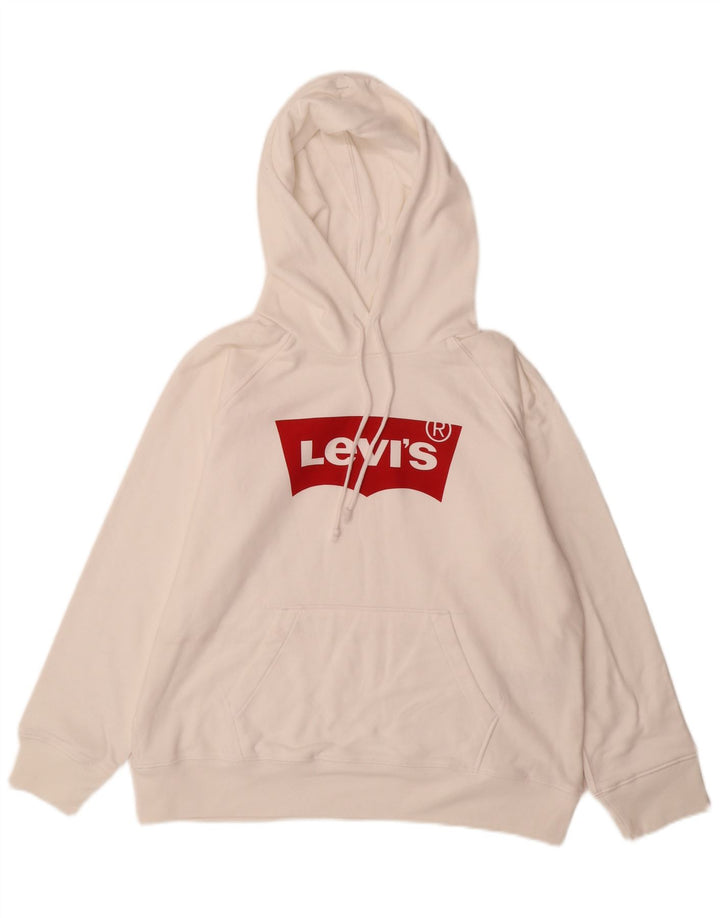 Suéter com capuz gráfico masculino Levi's médio algodão branco