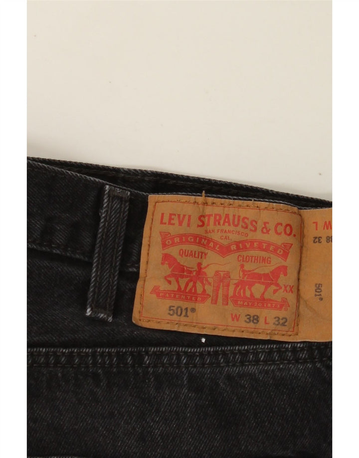 LEVI'S Masculino 501 Straight Jeans W38 L32 Algodão Preto