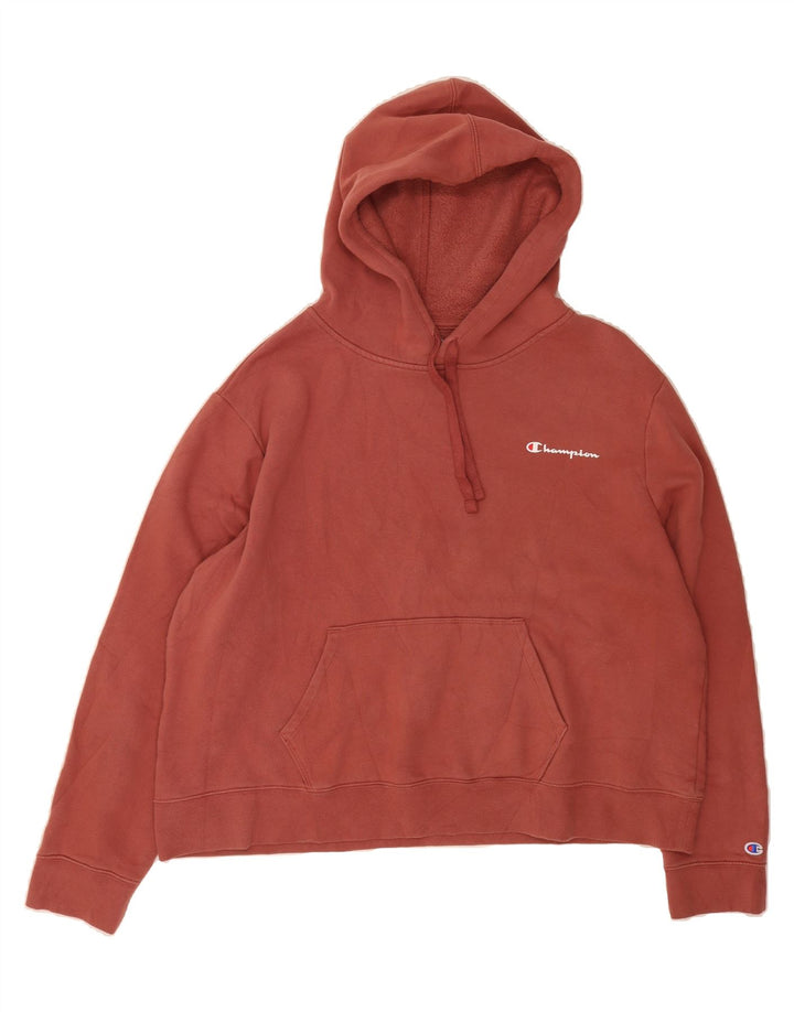 CHAMPION Womens Crop Oversized Hoodie Jumper UK 18 XL Burgundy Cotton Vintage Champion and Second-Hand Champion from Messina Hembry 