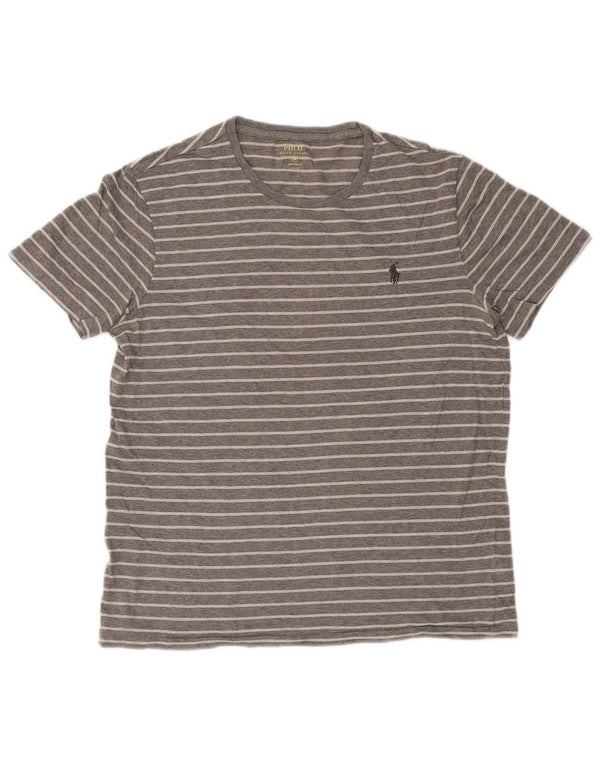 Camiseta masculina Polo Ralph Lauren Top cinza médio listrado algodão