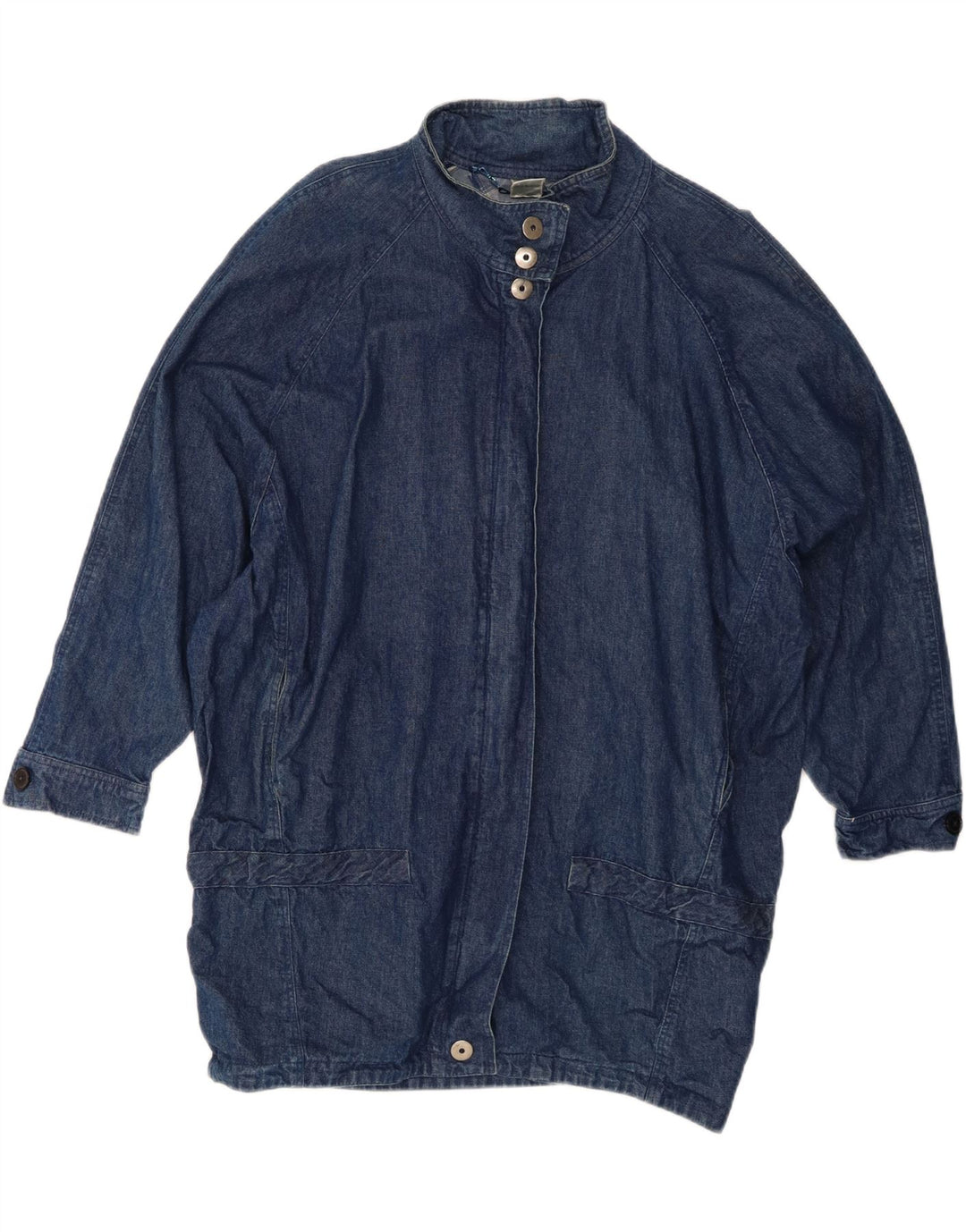 Casaco jeans feminino vintage de grandes dimensões UE 42 algodão azul grande