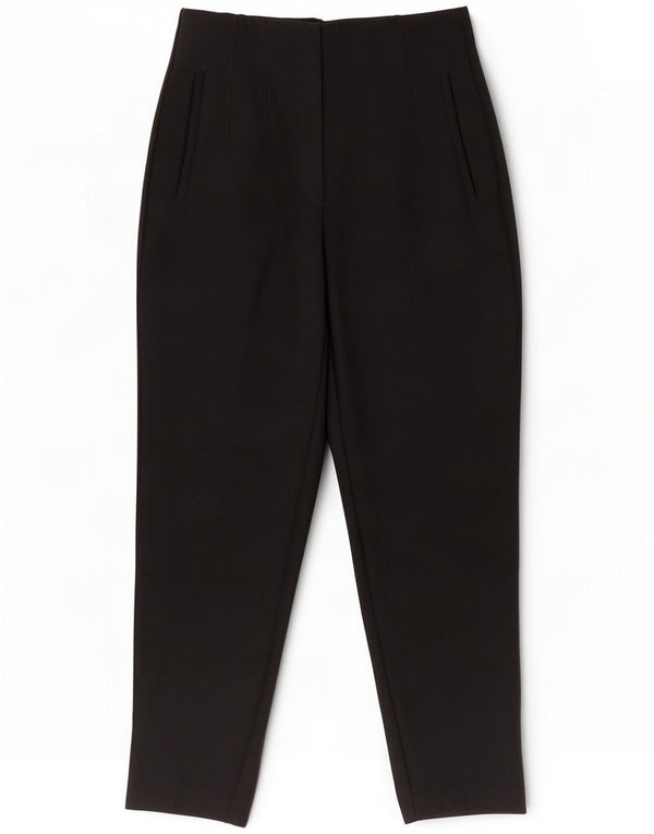 Zara Calça feminina casual de cintura alta cônica média W28 L26 preta