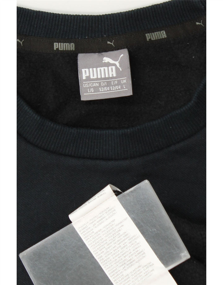 Puma moletom masculino gráfico jumper grande algodão azul marinho