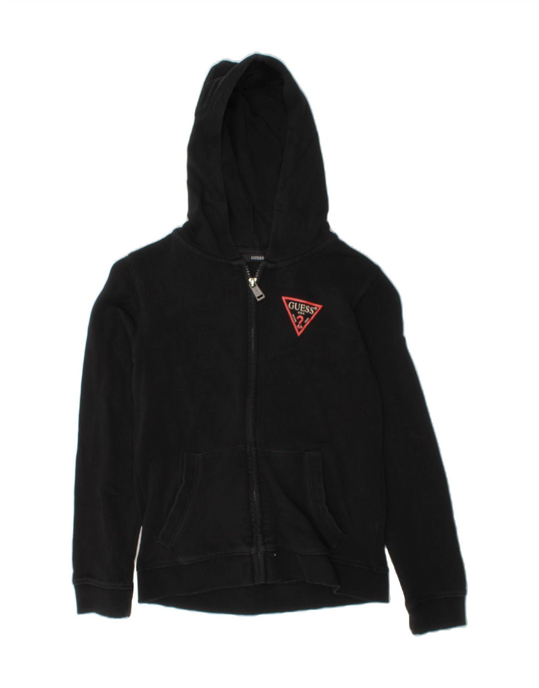 GUESS Girls Zip Hoodie Sweater 7-8 Years Black Cotton Vintage Guess and Second-Hand Guess from Messina Hembry 