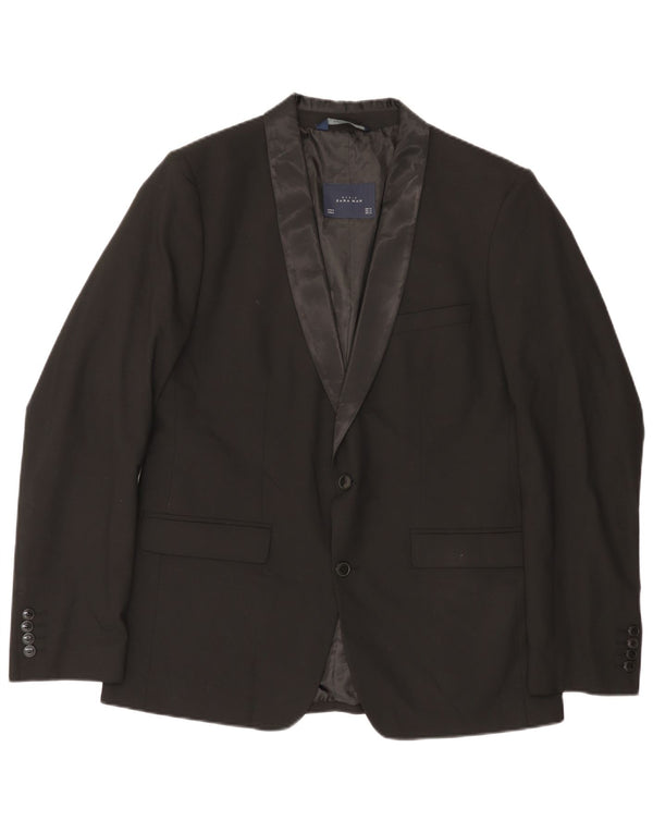 Zara Jaqueta Blazer Masculina com 2 Botões UK 40Grande Preto