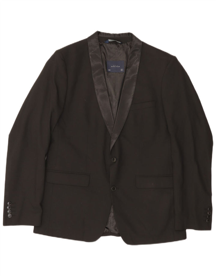 Zara Jaqueta Blazer Masculina com 2 Botões UK 40Grande Preto