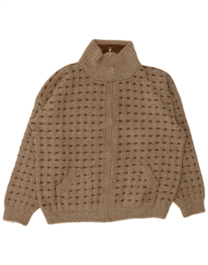 Suéter Cardigan Masculino Vintage XL Marrom Manchado