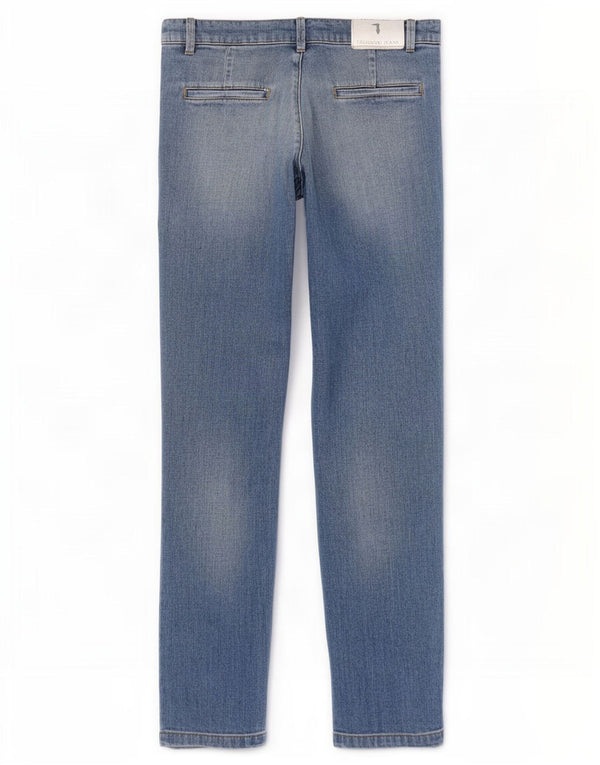 Trussardi Jeans femininos desgastados slim W26 L31 azul poliéster