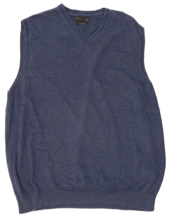 Regata masculina Marks & Spencer com colete 2XL algodão azul marinho