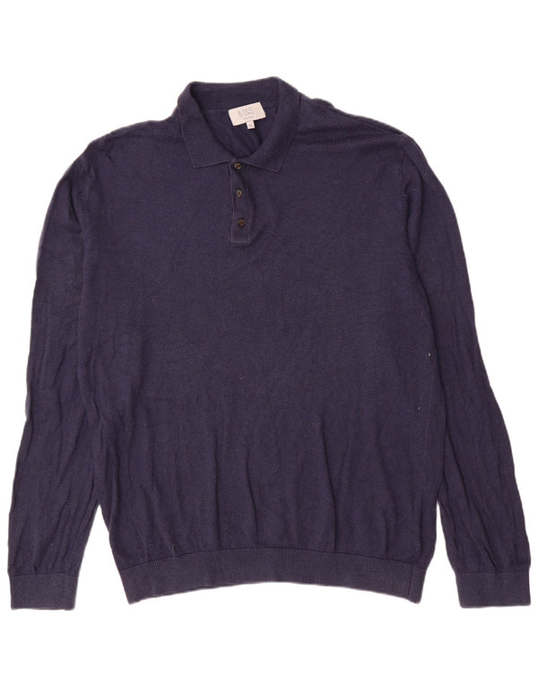 Suéter masculino Marks & Spencer com gola polo XL azul marinho