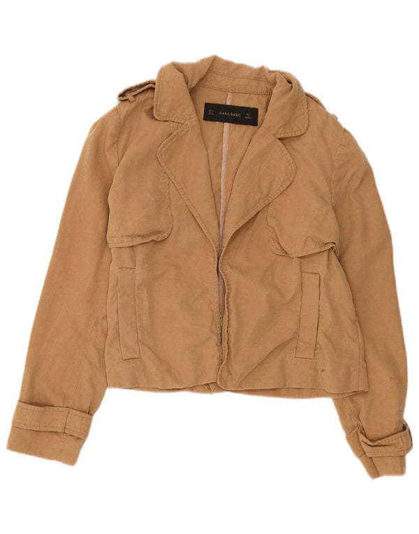 Jaqueta militar aberta oversized feminina Zara Reino Unido 10 Lyocell bege pequeno