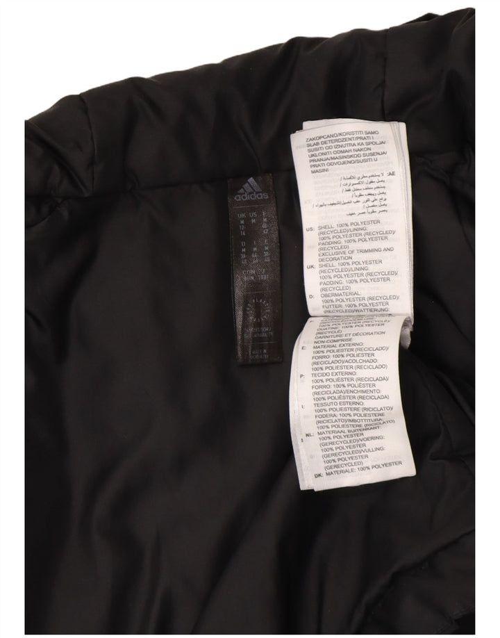Jaqueta acolchoada com capuz feminina Adidas UK 12/14 poliéster preto médio