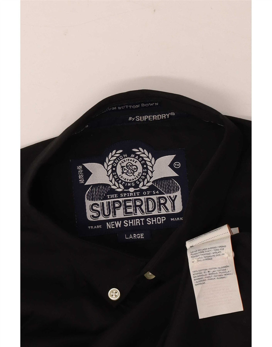 Camisa masculina Superdry grande algodão preto