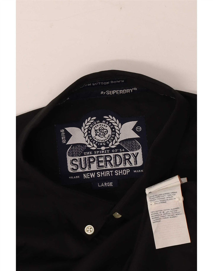 Camisa masculina Superdry grande algodão preto