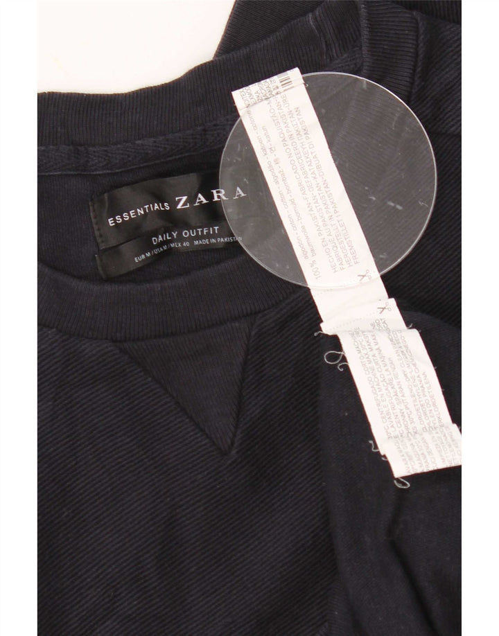 Zara moletom masculino jumper médio azul marinho algodão