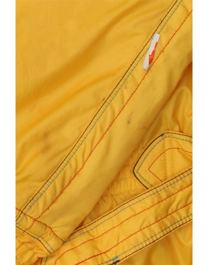 Jaqueta de esqui feminina Ellesse com capuz grande UK 14 grande bloco colorido amarelo