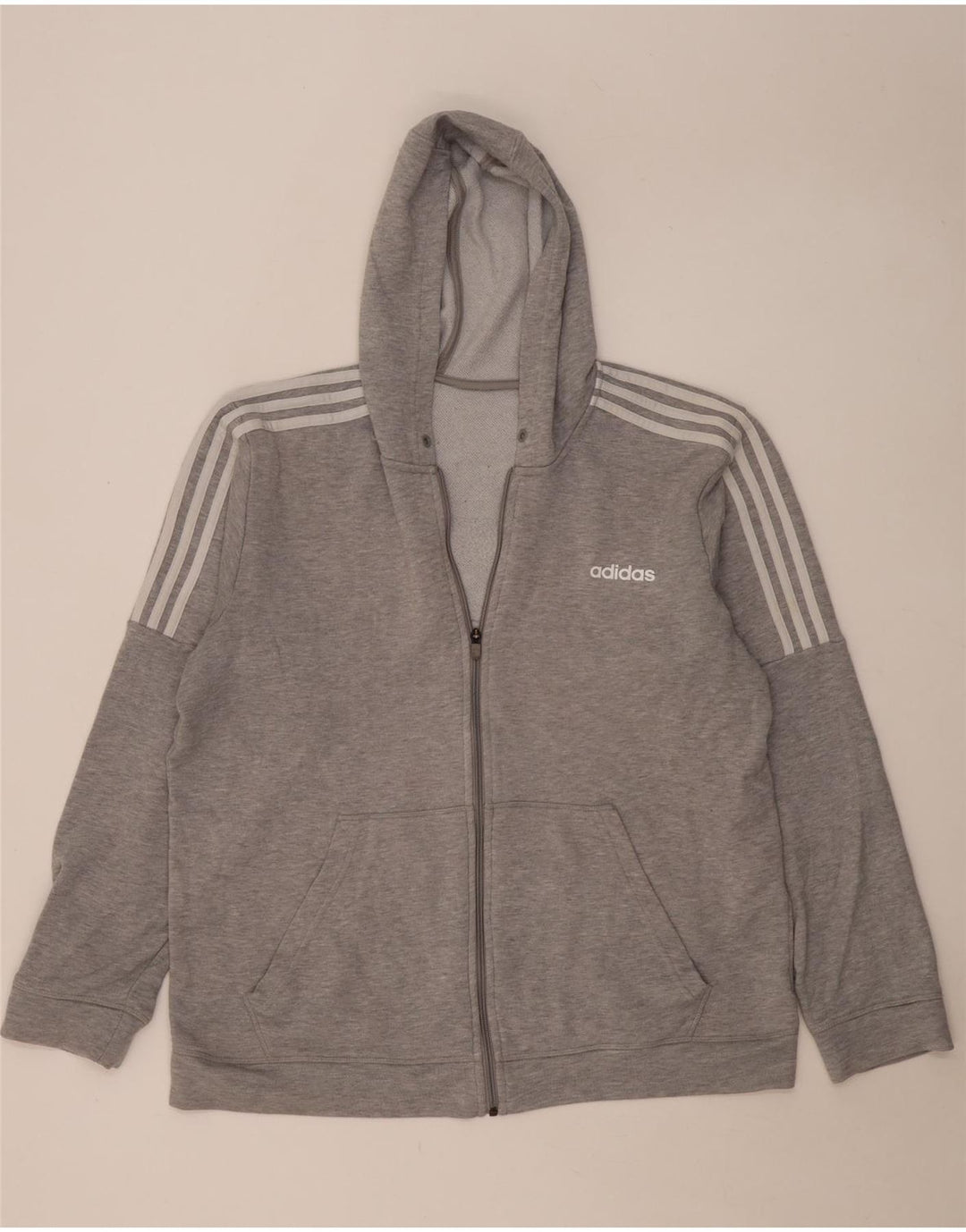 Adidas Mens Zip Hoodie Sweater XL Cinza Poliéster