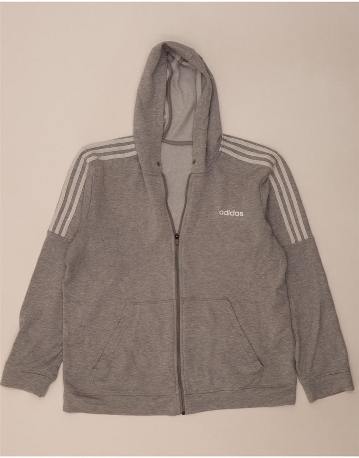 Adidas Mens Zip Hoodie Sweater XL Cinza Poliéster