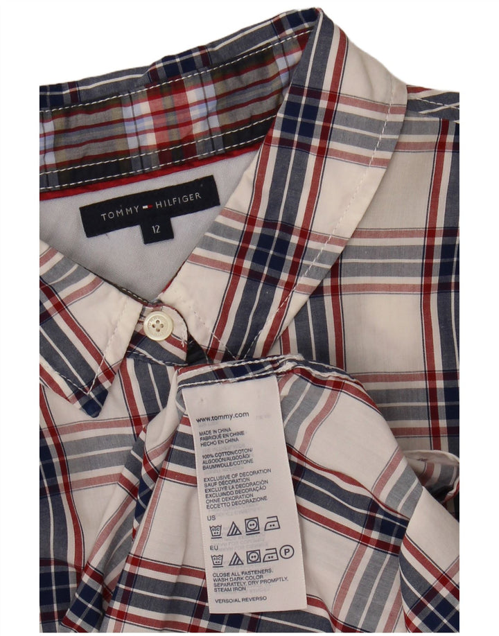 Camisa feminina TOMMY HILFIGER EUA 12 grande algodão xadrez branco