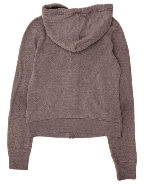 Suéter feminino Hollister com capuz e zíper gráfico cropped UK 6 XS algodão cinza